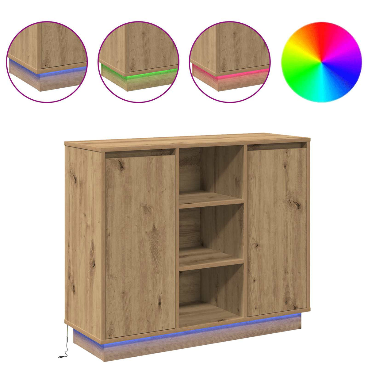Πλευρικό Τραπέζι LED Artisan Oak 90 x 32 x 75 εκ.