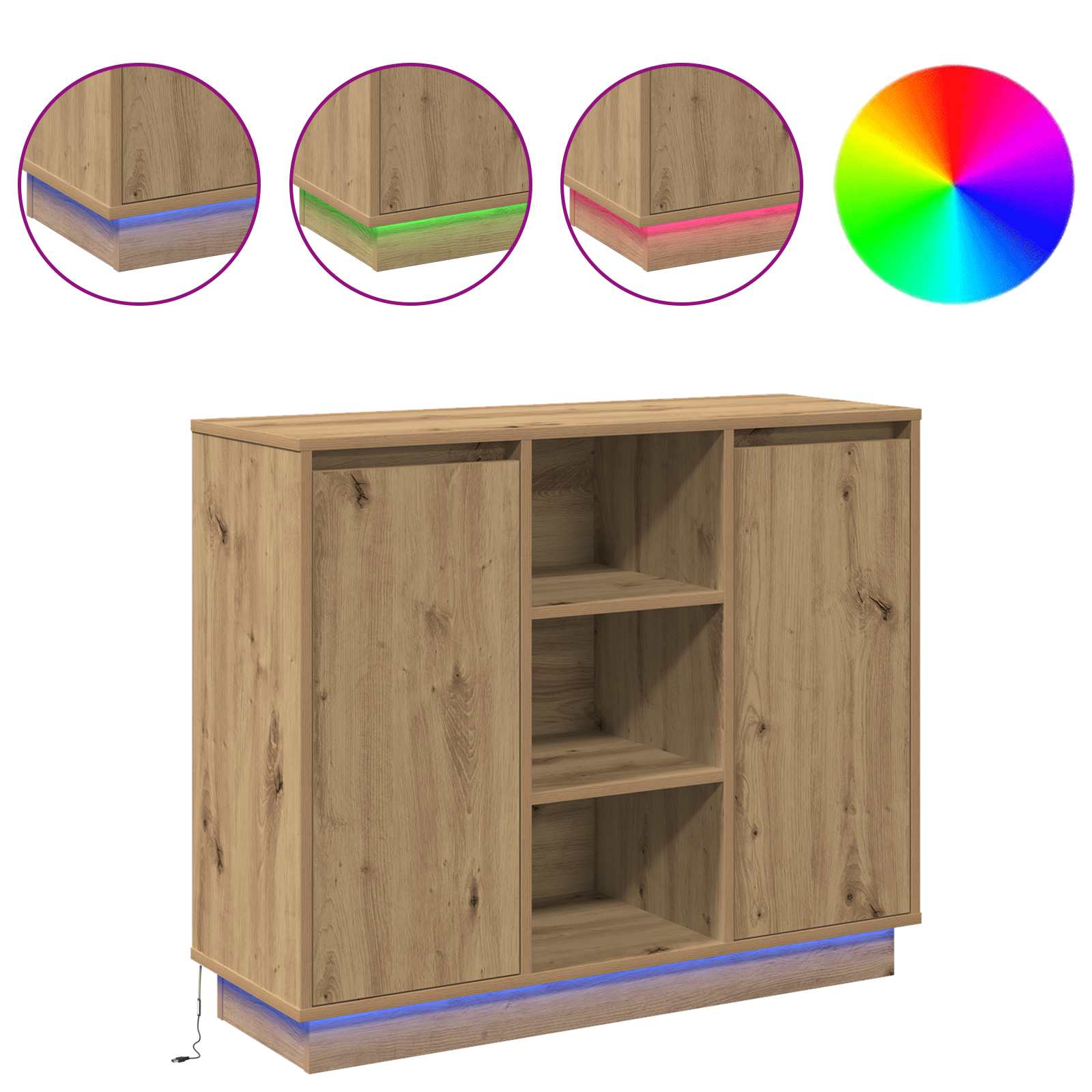 Πλευρικό Τραπέζι LED Artisan Oak 90 x 32 x 75 εκ. - Pakobazaar