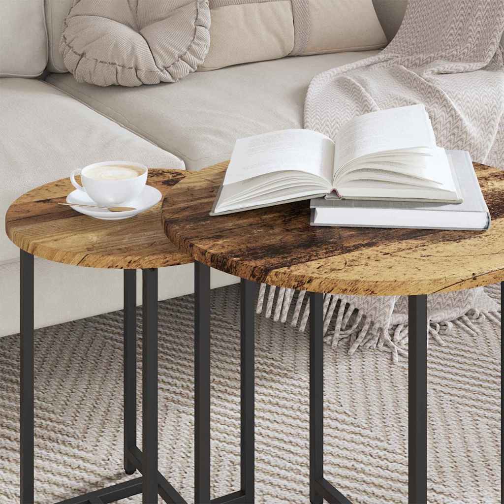 Σετ βοηθητικά τραπεζάκια 2 pcs Παλιό ξύλο και μαύρο