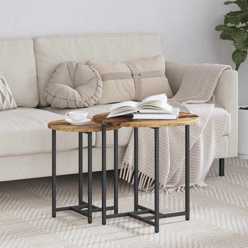 Σετ βοηθητικά τραπεζάκια 2 pcs Παλιό ξύλο και μαύρο