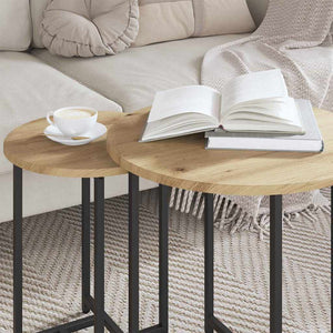 Σετ βοηθητικά τραπεζάκια 2 pcs Δρυς Artisan και Μαύρο - Pakobazaar