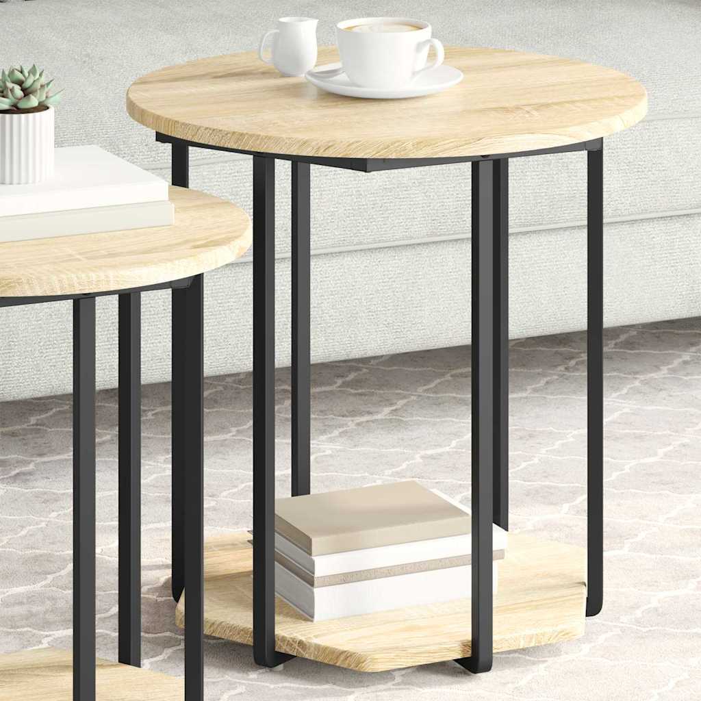 Σετ βοηθητικά τραπεζάκια με ράφι 2 pcs Καφέ
