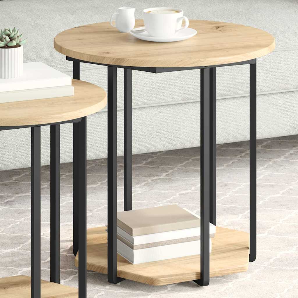 Σετ βοηθητικά τραπεζάκια με ράφι 2 pcs Καφέ - Pakobazaar