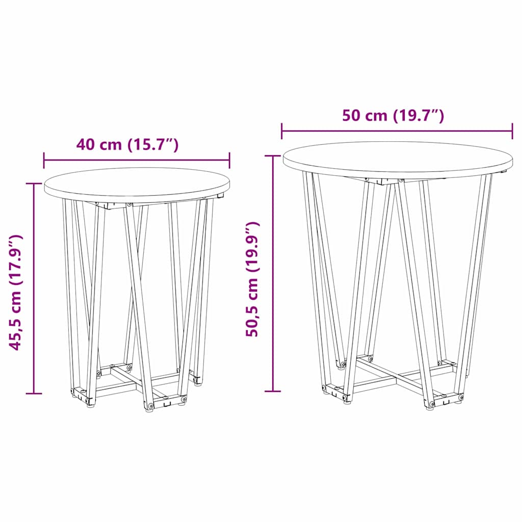 Σετ βοηθητικά τραπεζάκια 2 pcs Γκρι Σονομα και Μαύρο - Pakobazaar