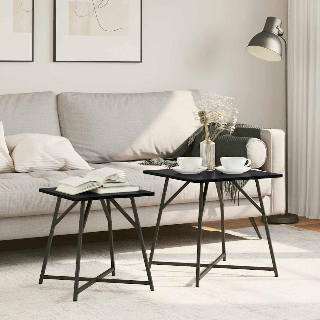 Σετ βοηθητικά τραπεζάκια 2 pcs Μαύρη Οξυά