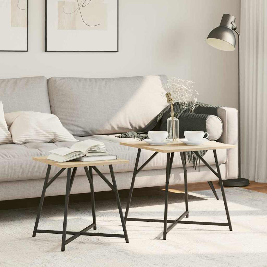 Σετ βοηθητικά τραπεζάκια 2 pcs Σονομα δρυς και Μαύρο - Pakobazaar