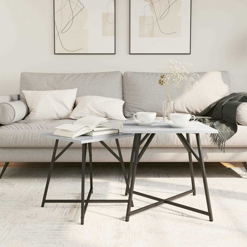 Σετ βοηθητικά τραπεζάκια 2 pcs Γκρι Σονομα και Μαύρο