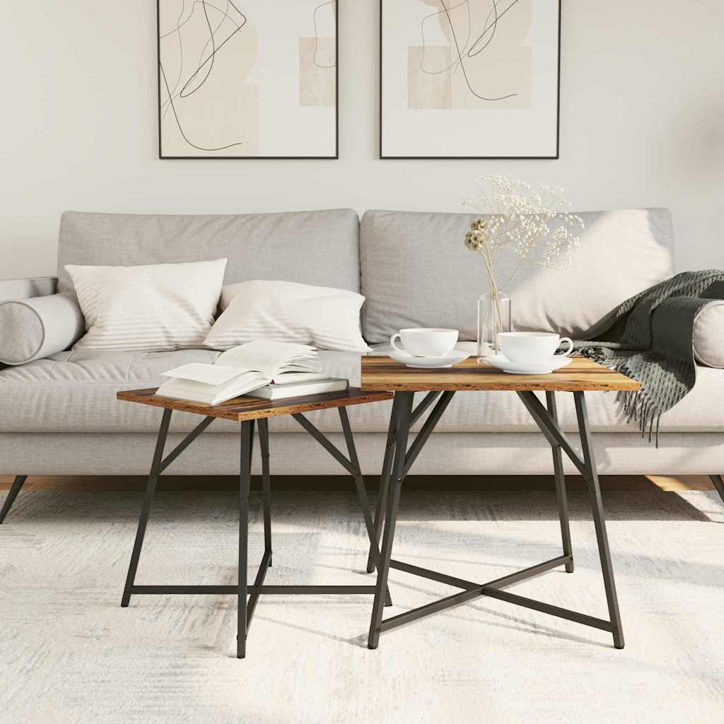 Σετ βοηθητικά τραπεζάκια 2 pcs Παλιό ξύλο και μαύρο