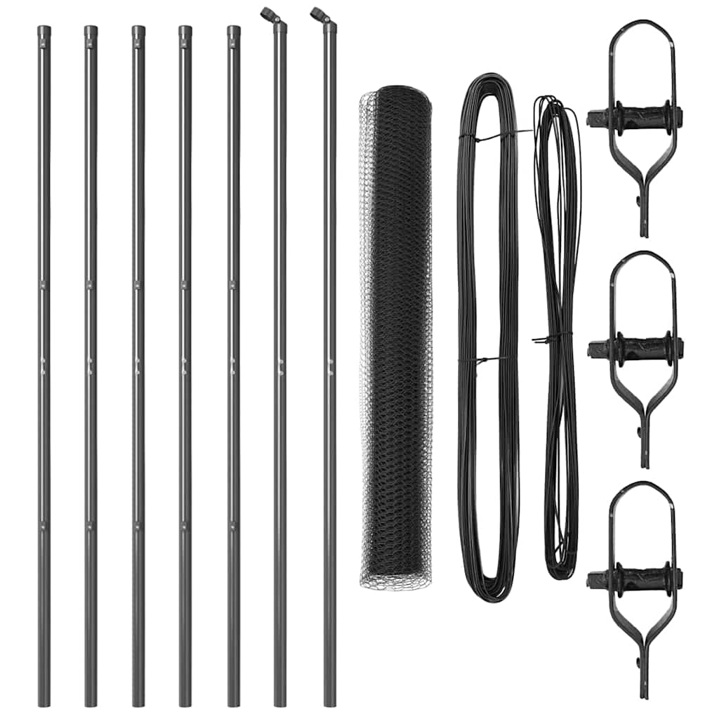 Στύλος Περιφράξεων Γκρι 10 x 1 m (25 mm δίκτυο) Χάλυβας και PVC