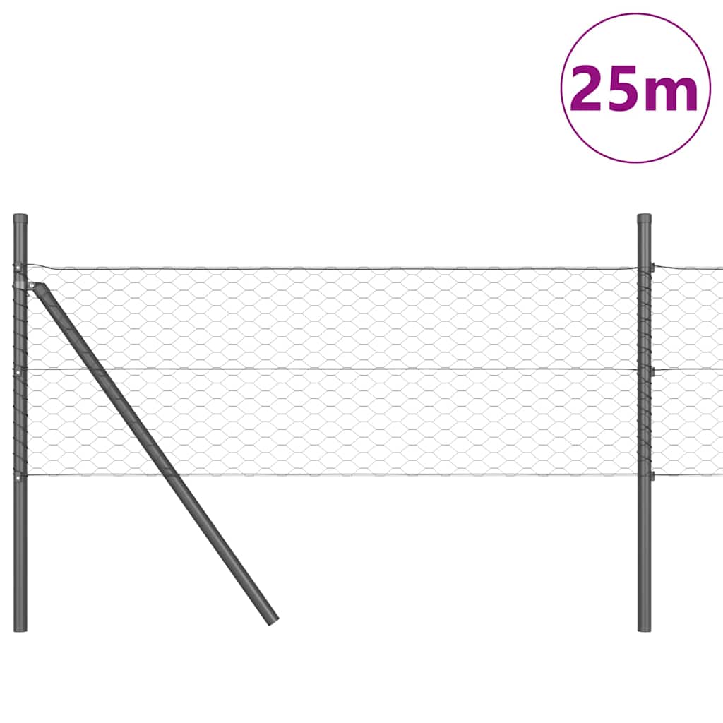 Στύλος Περιφράξεων Γκρι 25 x 0,5 μ. (36 mm πλέγμα) Ατσάλι - Pakobazaar