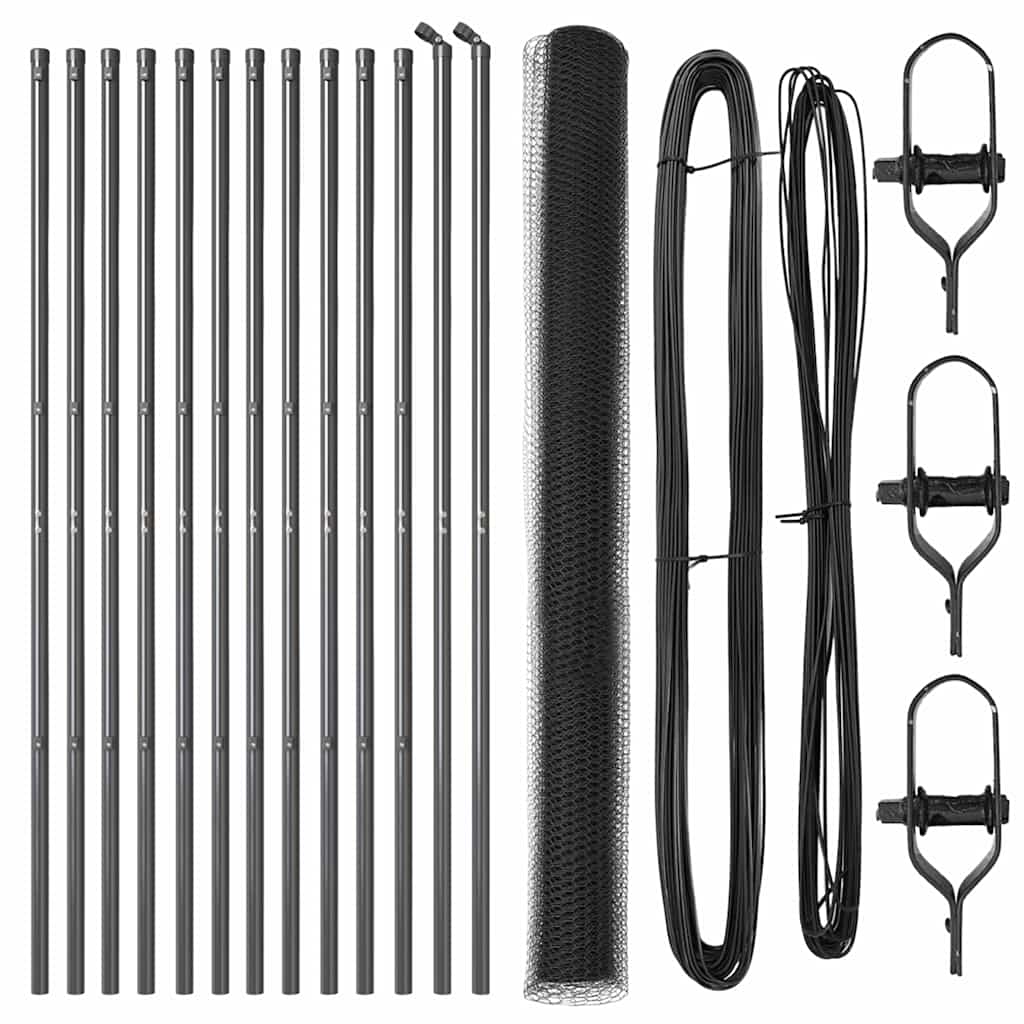 Στύλος Περιφράξεων Γκρι 25 x 1,5 μ (25 χιλ. πλέγμα) Ατσάλι - Pakobazaar