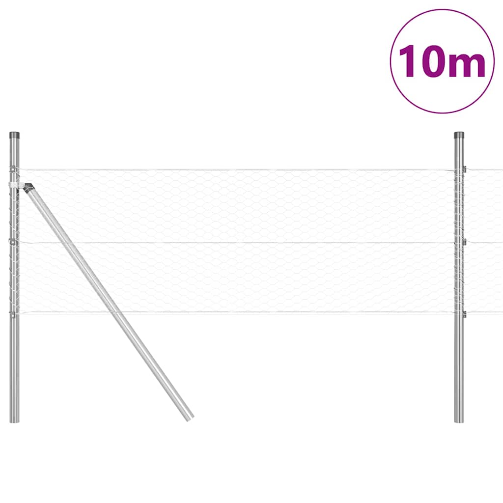 Στύλος Περιφράξεων Ασημί 10 x 0,4 m (25 mm πλέγμα) Ατσάλι