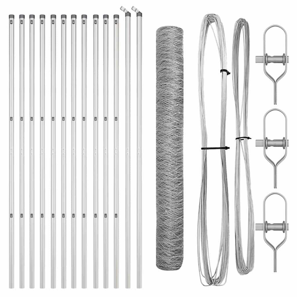 Στύλος Περιφράξεων Ασημί 25 x 1 μ (36 mm πλέγμα) Ατσάλι - Pakobazaar