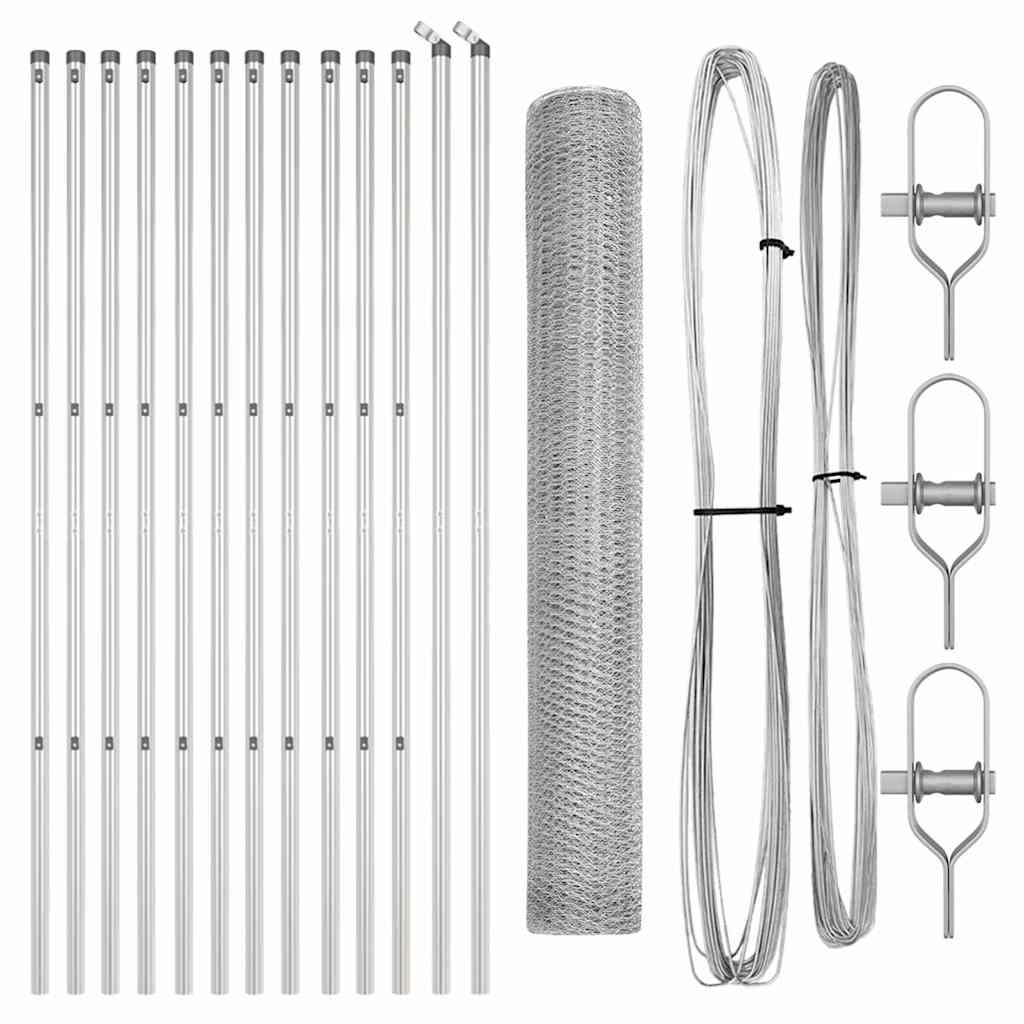 Στύλος Περιφράξεων Ασημί 25 x 1,2 μ (25 mm δίχτυ) Ατσάλι - Pakobazaar