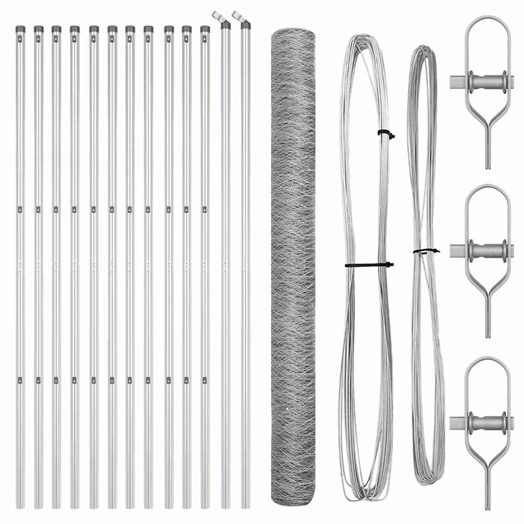 Στύλος Περιφράξεων Ασημί 25 x 1,5 μ (36 mm πλέγμα) Ατσάλι - Pakobazaar