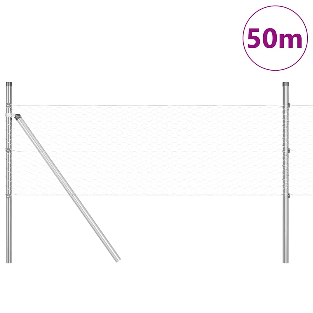 Στύλος Περιφράξεων Ασημί 50 x 0,4 μ (25 mm πλέγμα) Ατσάλι