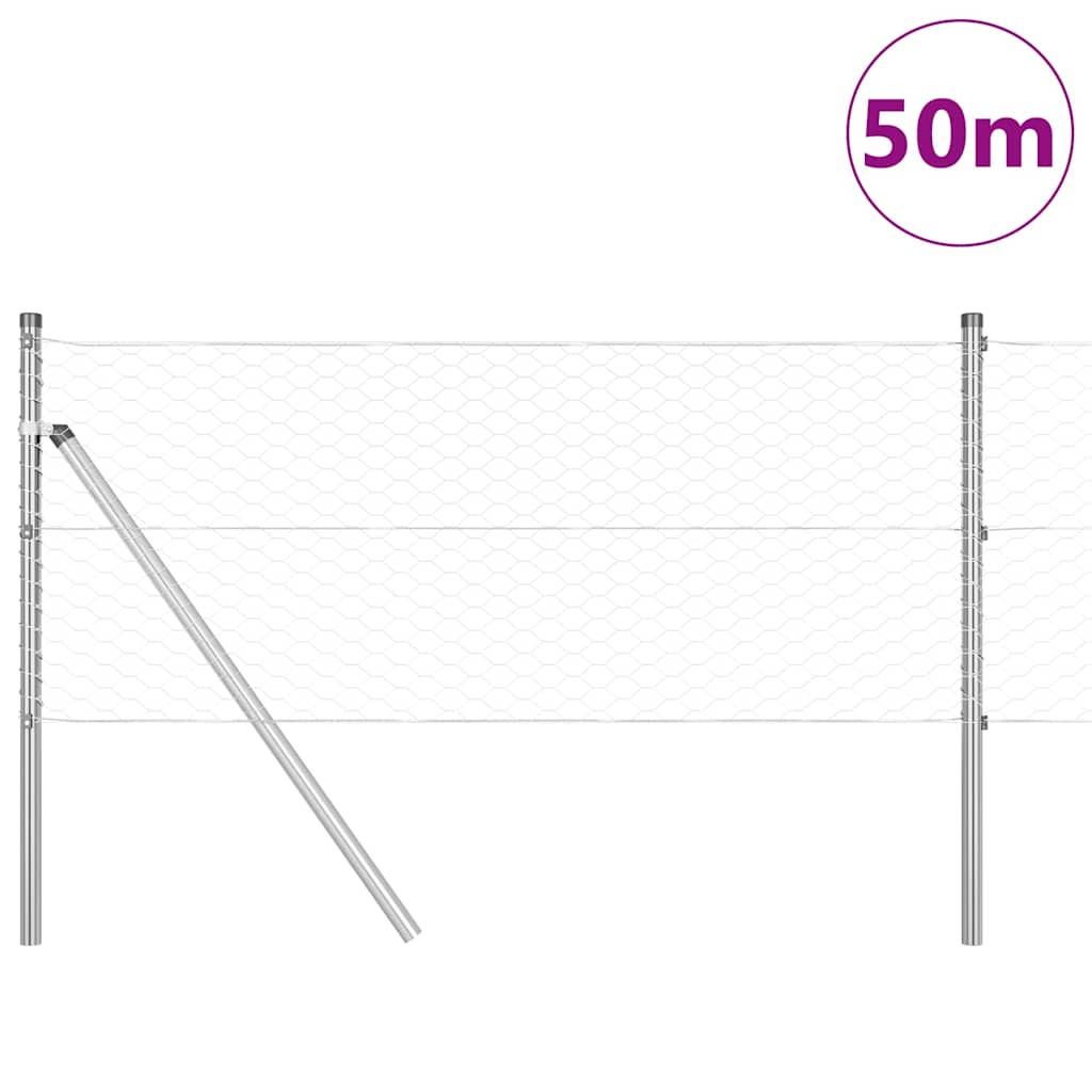 Στύλος Περιφράξεων Ασημί 50 x 0,6 μ (36 χιλιοστά πλέγμα) Ατσάλι