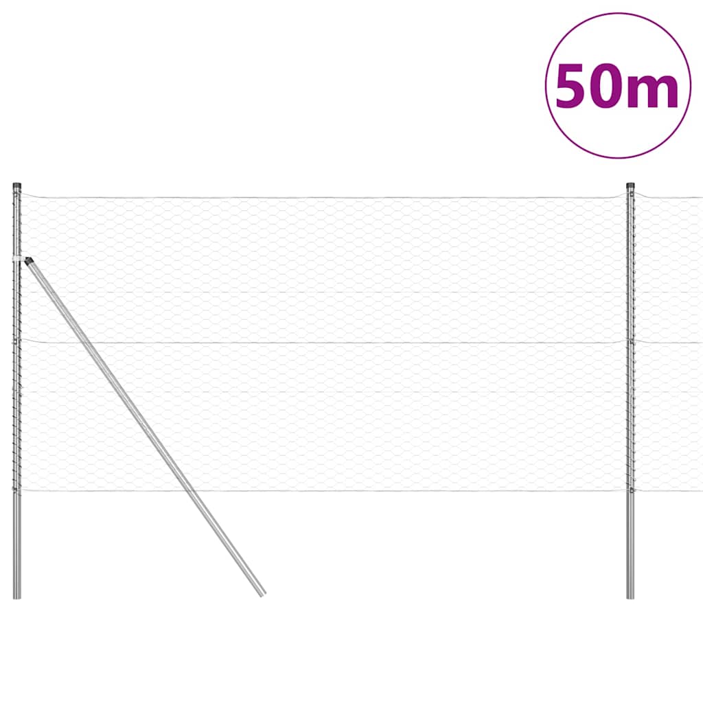 Έξιγωνο φράχτη σταθερού εδάφους 50 x 1,2 m Ασημί Δίχτυ