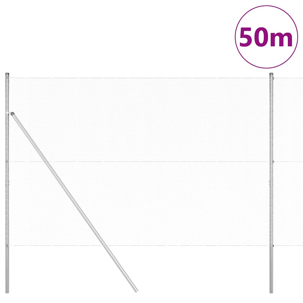 Έξιγωνο φράχτη σταθερού εδάφους 50 x 1,5 m Ασημί Δίχτυ