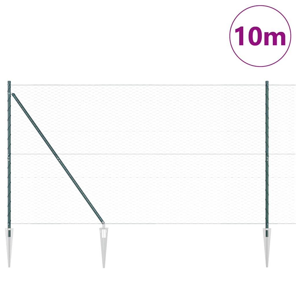Εξαγωνική Φράχτη με Στύλο 10 x 1,5 m PVC-Επικαλυμμένο Ατσάλι