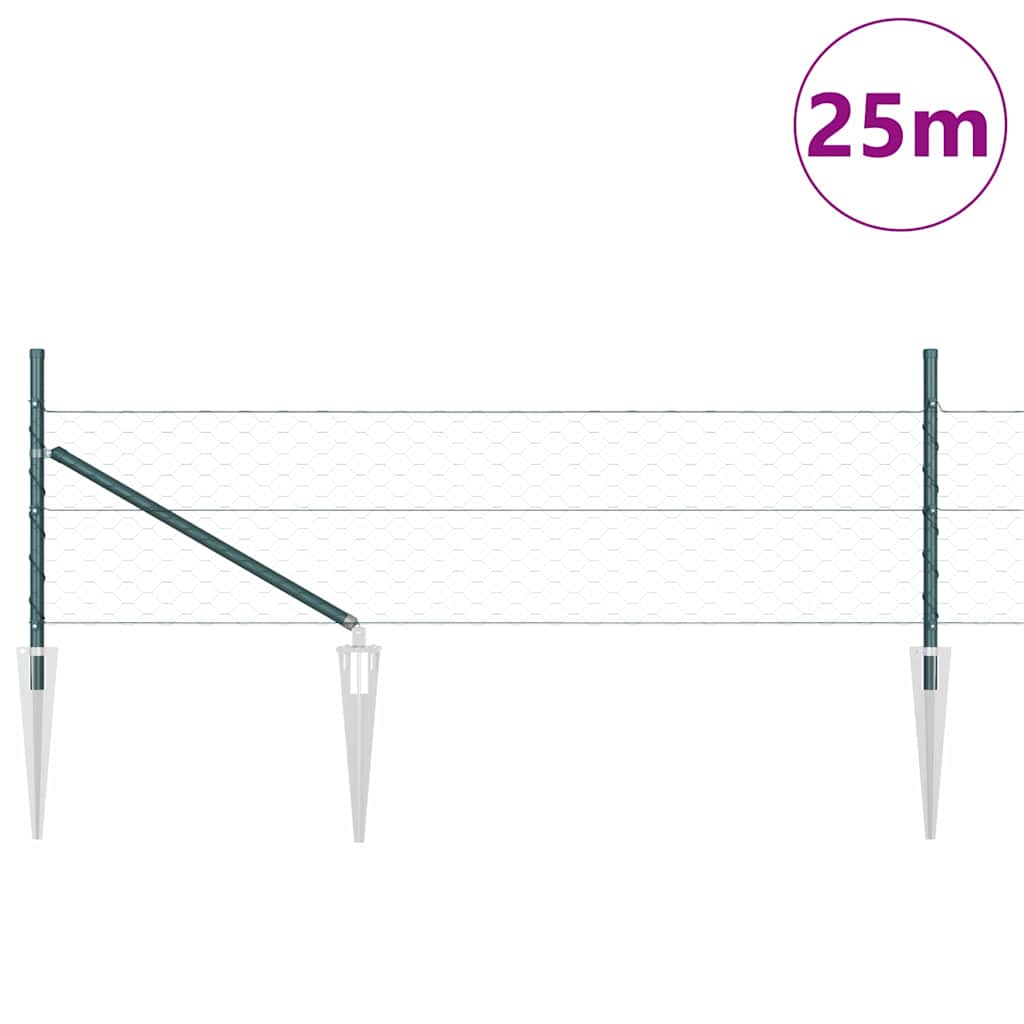 Στύλος Περιφράξεων Πράσινο 25 x 0,5 μ (50 mm πλέγμα) Ατσάλι - Pakobazaar