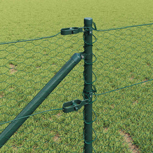 Εξαγωνική Φράχτη με Στύλο 25 x 0,6 μ PVC-Επικαλυμμένο Ατσάλι
