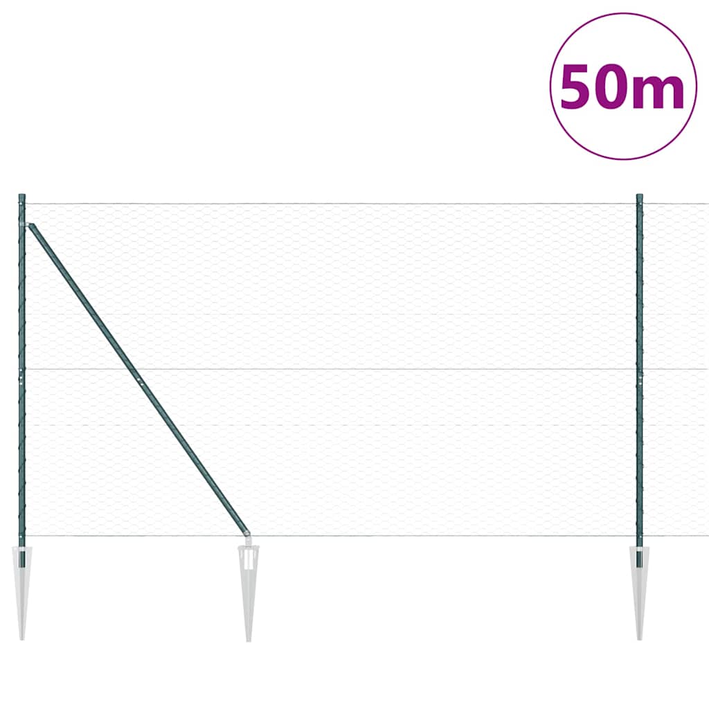 Εξαγωνική Φράχτη με Στύλο 50 x 1,6 m PVC-Επικαλυμμένο Ατσάλι