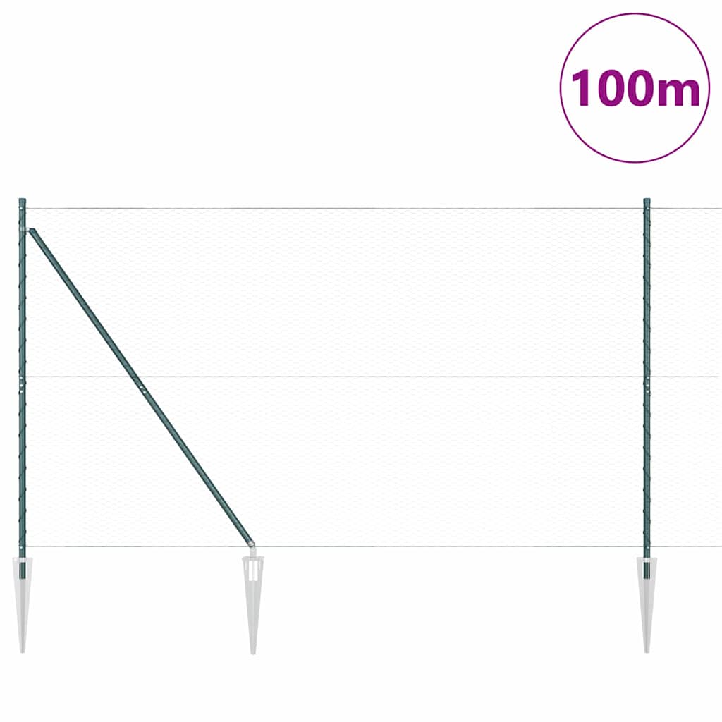 Εξαγωνική Φράχτη με Στύλο 100 x 1,6 μ PVC-Επικαλυμμένο Ατσάλι