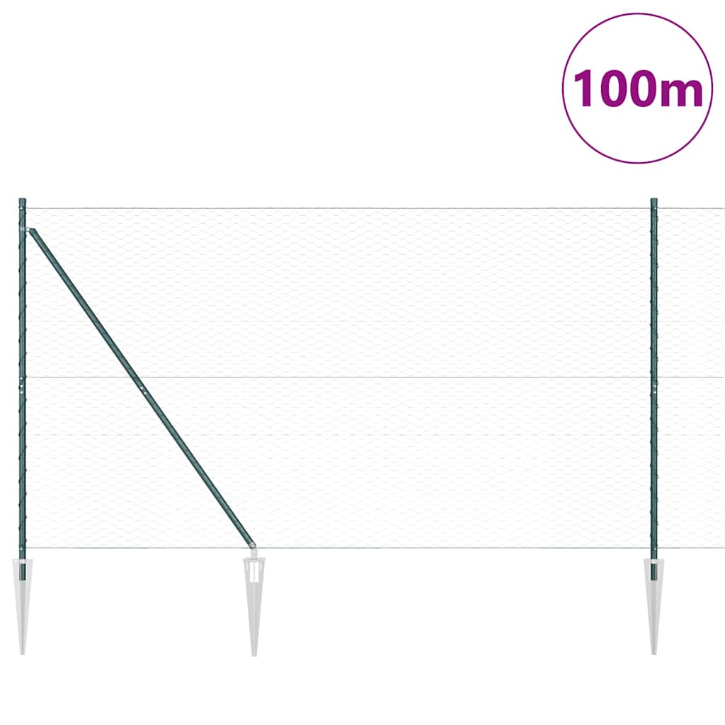 Εξαγωνική Φράχτη με Στύλο 100 x 1,6 μ PVC-Επικαλυμμένο Ατσάλι
