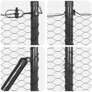 Εξαγωνική Φράχτη με Στύλο 10 x 1,5 m PVC-Επικαλυμμένο Ατσάλι