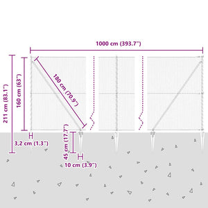 Εξαγωνική Φράχτη με Στύλο 10 x 1,6 m PVC-Επικαλυμμένο Ατσάλι