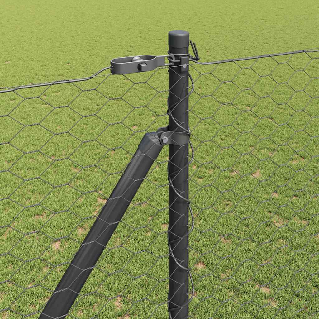 Εξαγωνική Φράχτη με Στύλο 10 x 1,6 m PVC-Επικαλυμμένο Ατσάλι