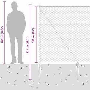 Εξαγωνική Φράχτη με Στύλο 10 x 1,6 m PVC-Επικαλυμμένο Ατσάλι