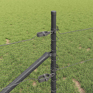 Εξαγωνική Φράχτη με Στύλο 25 x 0,4 m PVC-Επικαλυμμένο Ατσάλι