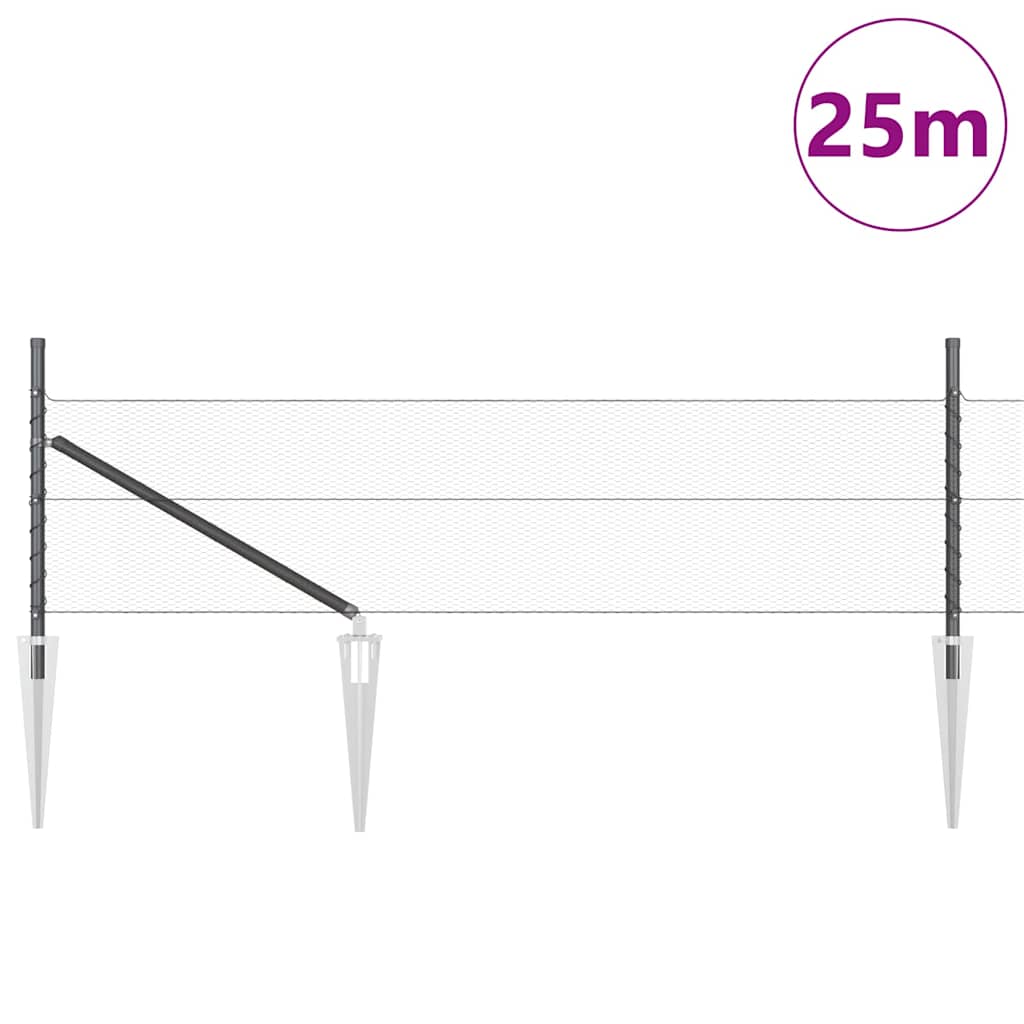 Εξαγωνική Φράχτη με Στύλο 25 x 0,4 m PVC-Επικαλυμμένο Ατσάλι