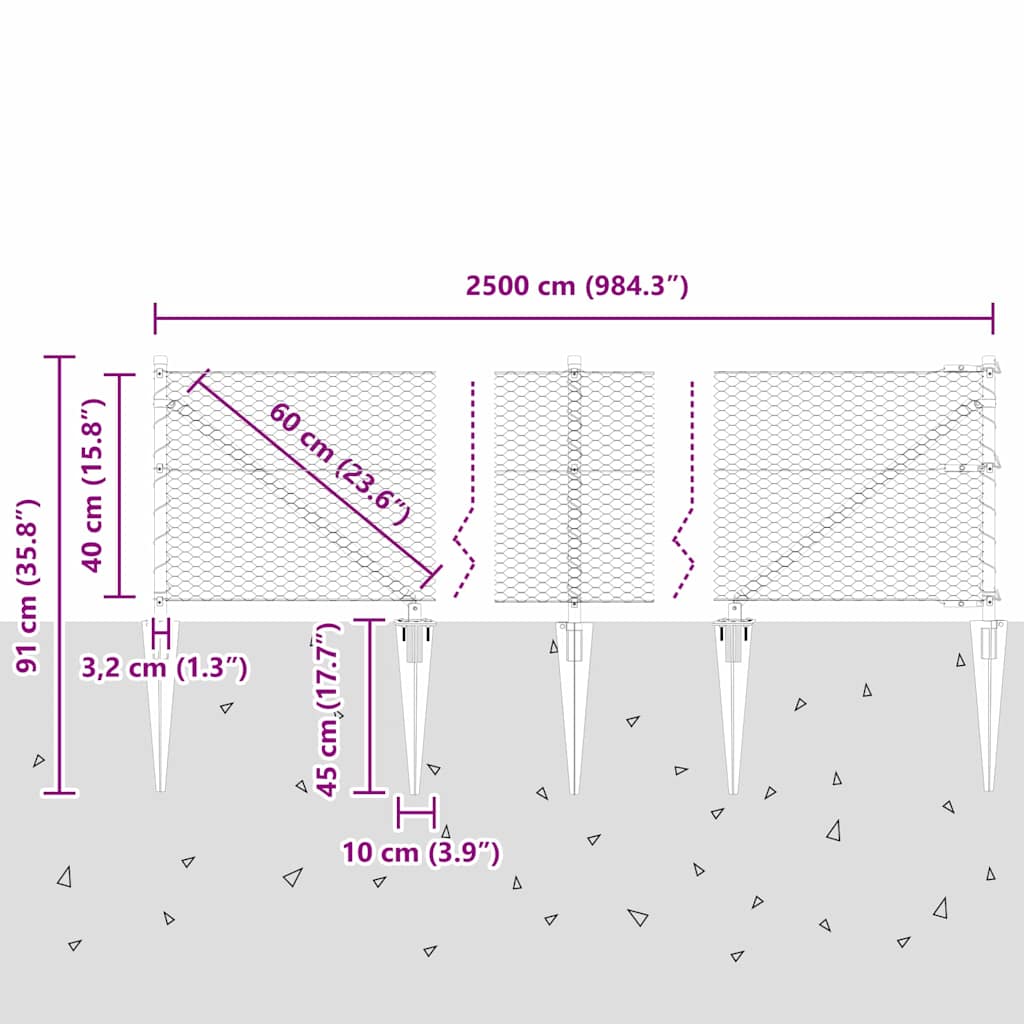 Στύλος Περιφράξεων Γκρι 25 x 0,4 μ (25 χιλιοστά πλέγμα)