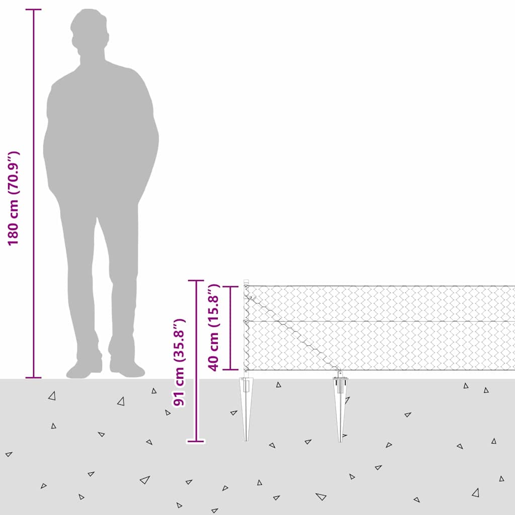 Εξαγωνική Φράχτη με Στύλο 25 x 0,4 m PVC-Επικαλυμμένο Ατσάλι
