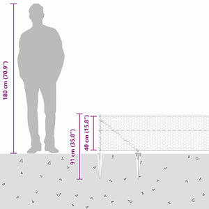 Εξαγωνική Φράχτη με Στύλο 25 x 0,4 m PVC-Επικαλυμμένο Ατσάλι