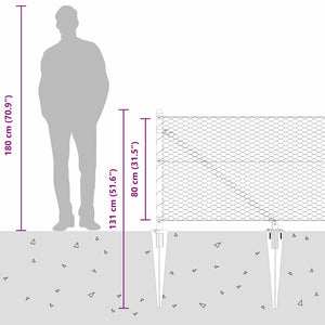 Εξαγωνική Φράχτη με Στύλο 25 x 0,8 m PVC-Επικαλυμμένο Ατσάλι