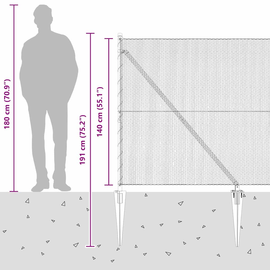 Στύλος Περιφράξεων Γκρι 25 x 1,4 μ (πλέγμα 13 mm)