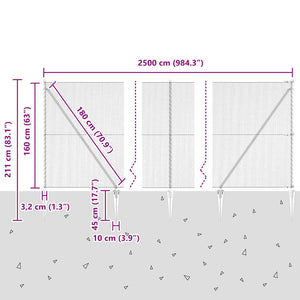 Εξαγωνική Φράχτη με Στύλο 25 x 1,6 μ PVC-Επικαλυμμένο Ατσάλι