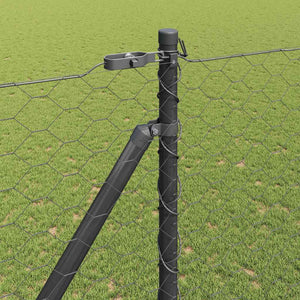 Εξαγωνική Φράχτη με Στύλο 25 x 1,6 μ PVC-Επικαλυμμένο Ατσάλι