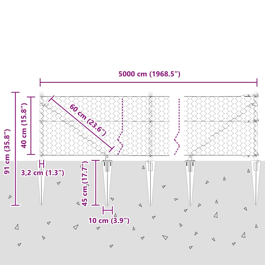 Στύλος Περιφράξεων Γκρι 50 x 0,4 μ (50 χιλιοστά δίχτυ)