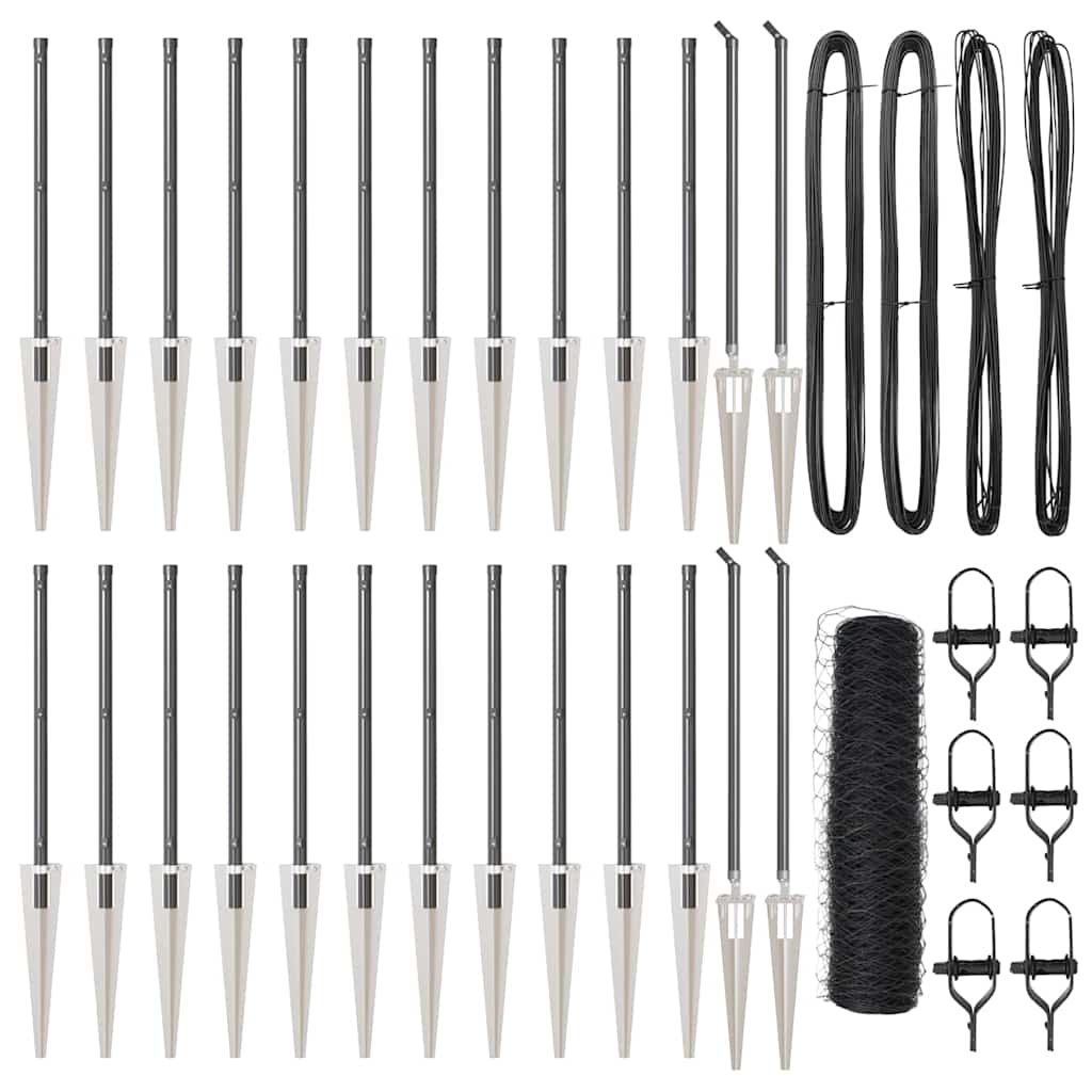 Εξαγωνική Φράχτη με Στύλο 50 x 0,5 μ PVC-Επικαλυμμένο Ατσάλι