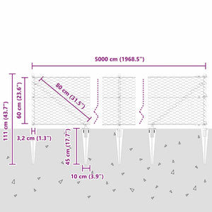 Εξαγωνική Φράχτη με Στύλο 50 x 0,6 μ PVC-Επικαλυμμένο Ατσάλι