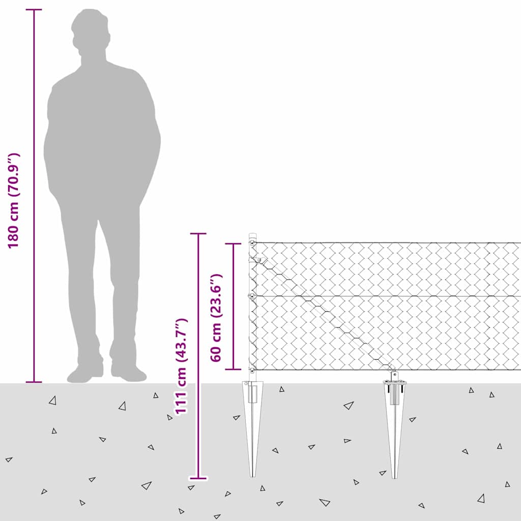 Στύλος Περιφράξεων Γκρι 50 x 0,6 m (πλέγμα 50 mm)