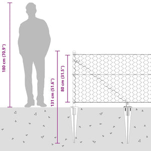 Εξαγωνική Φράχτη με Στύλο 50 x 0,8 m PVC-Επικαλυμμένο Ατσάλι