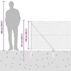 Εξαγωνική Φράχτη με Στύλο 50 x 1 m PVC-Επικαλυμμένο Ατσάλι Γκρι