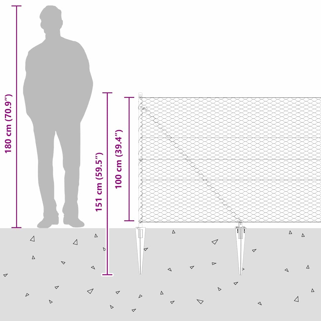 Στύλος Περιφράξεων Γκρι 50 x 1 μ (36 μμ πλέγμα) Χάλυβας και PVC