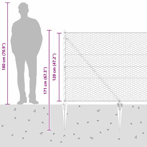 Εξαγωνική Φράχτη με Στύλο 50 x 1,2 m PVC-Επικαλυμμένο Ατσάλι